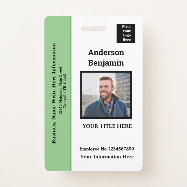 Employee Photo Name Logo ID Card Bar Code Personal Badge | Zazzle