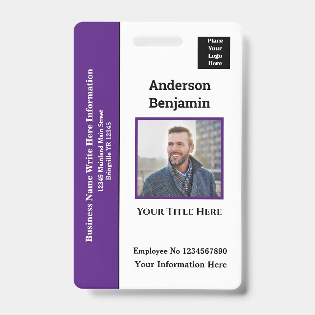 Employee Photo Name Logo ID Card Bar Code Personal Badge (Front)
