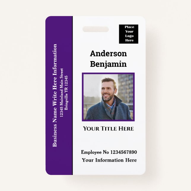 Employee Photo Name Logo ID Card Bar Code Personal Badge (Front)
