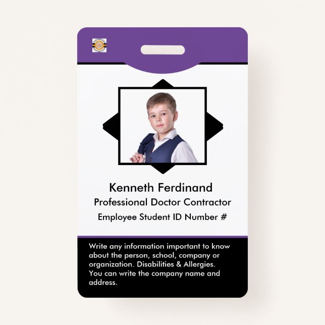 Employee Photo Name Logo Id Card Custom Badge (Front)