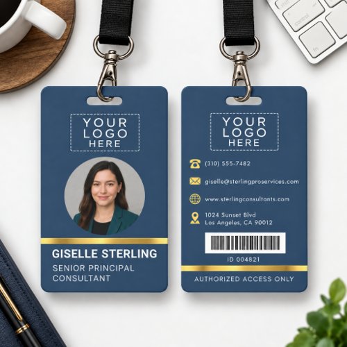 Employee Photo Name Logo Metallic ID Badge