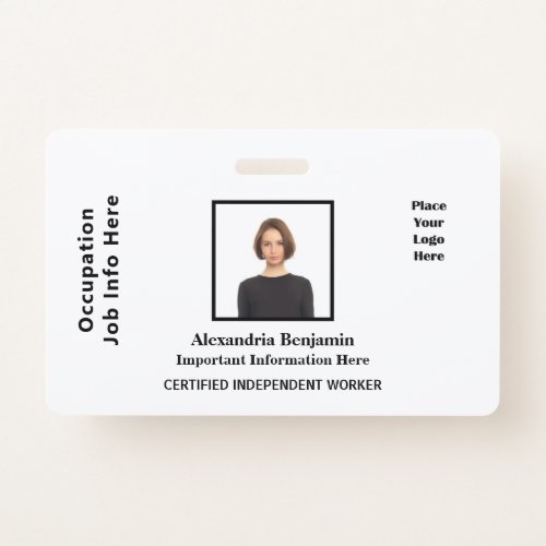 Employee Photo Name Logo Simple ID Personalize Badge