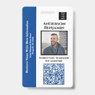 Employee Photo Name QR Code Bar Code ID Custom Badge