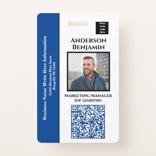 Employee Photo Name QR Code Bar Code ID Custom  Badge