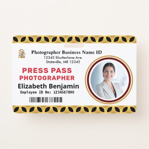 Employee Photo Press Pass Logo ID Card Custom  Badge