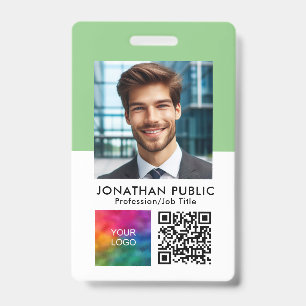 Employee Photo QR Code Company Logo Name Tags Badge