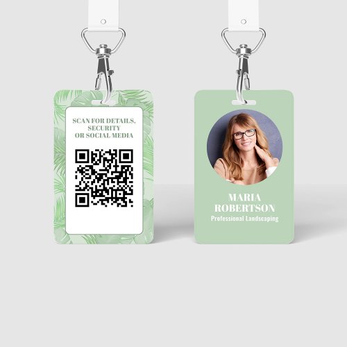 Employee Photo QR Code Green Palm  Badge