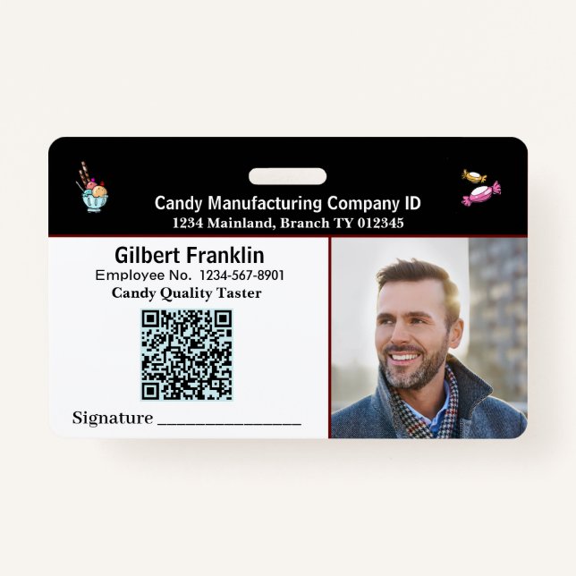  Employee Photo QR Code ID Identification Custom Badge (Front)
