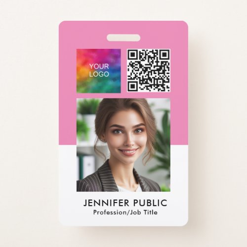 Employee Photo QR Code Logo Name  Title Template Badge