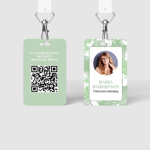 Employee Photo QR Code Palm Leaves Badge