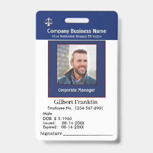 Employee Photo Signature Logo Name Custom ID Badge