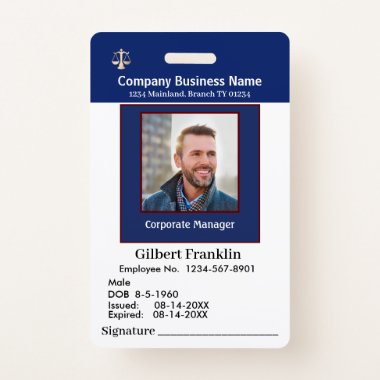 Employee Photo Signature Logo Name Custom ID Badge
