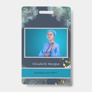 Employee Photo Trendy Boho Blue Badge