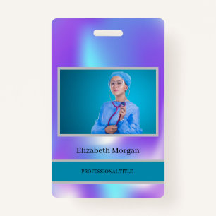Employee Photo Trendy Holographic Badge