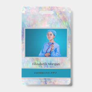 Employee Photo Trendy Holographic Opal Badge