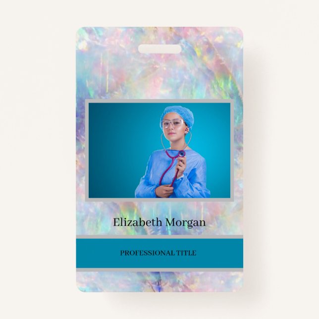 Employee Photo Trendy Holographic Opal Badge (Front)