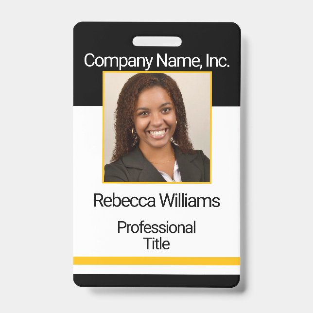 Employee Picture Badge - Black and Gold (Front)