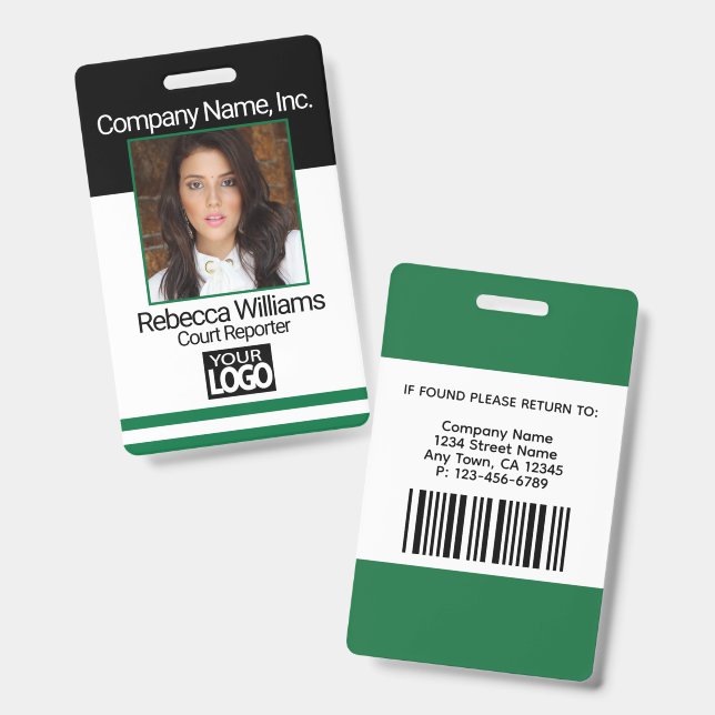 Employee Picture Badge - Dark Green (Front & Back)