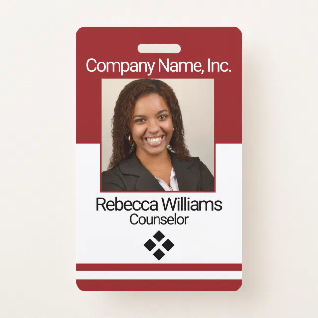 Employee Picture Badge - Dark Red | Zazzle