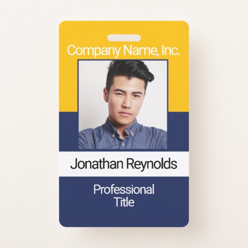 Employee Picture Badge _ Gold And Navy Blue
