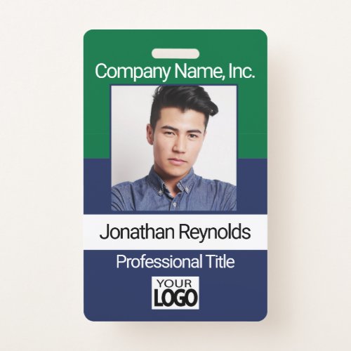 Employee Picture Badge _ Green And Navy Blue