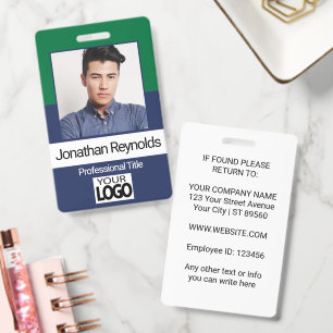 Employee Picture Badge - Green And Navy Blue