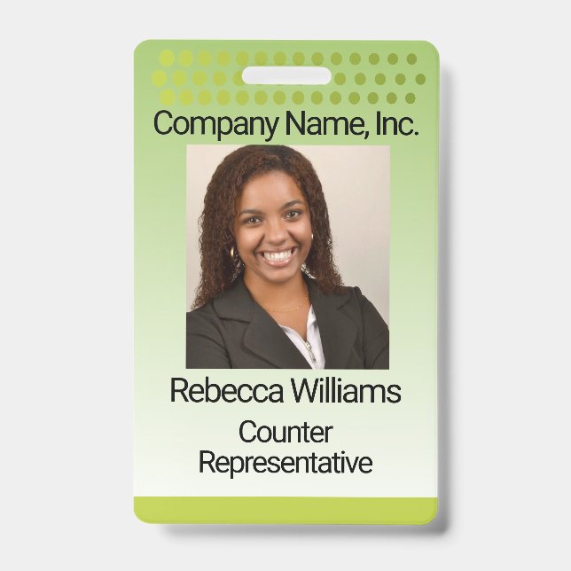 Employee Picture Badge - Green with Dots (Front)