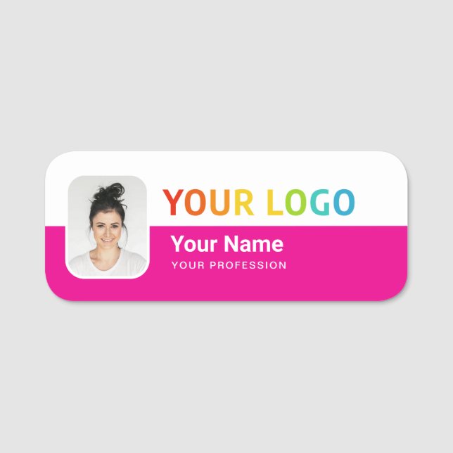 Employee Pin Name Tag or Magnetic with Logo, Photo (Front)