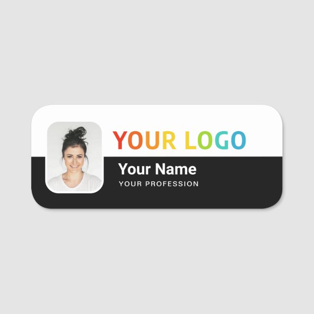 Employee Pin Name Tag or Magnetic with Logo, Photo (Front)