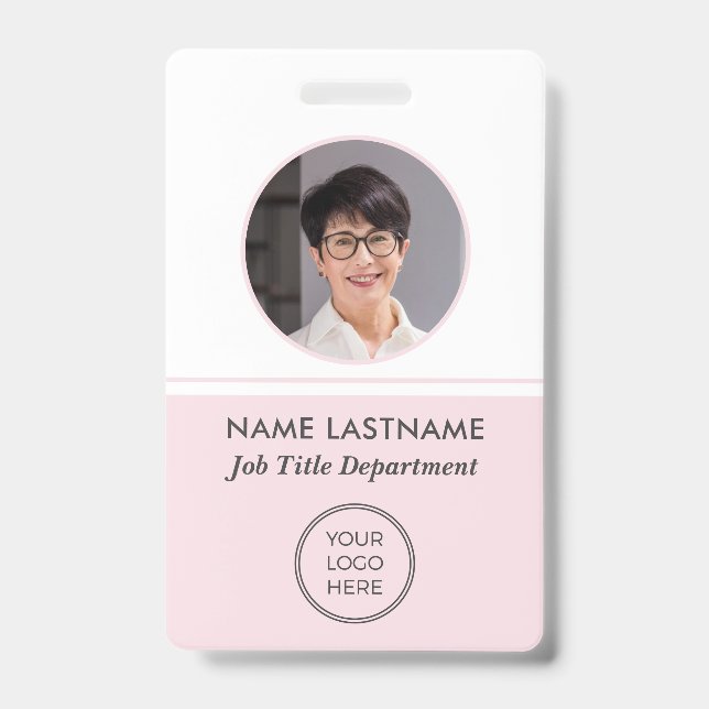 Employee Pink Logo ID Photo Badge (Front)