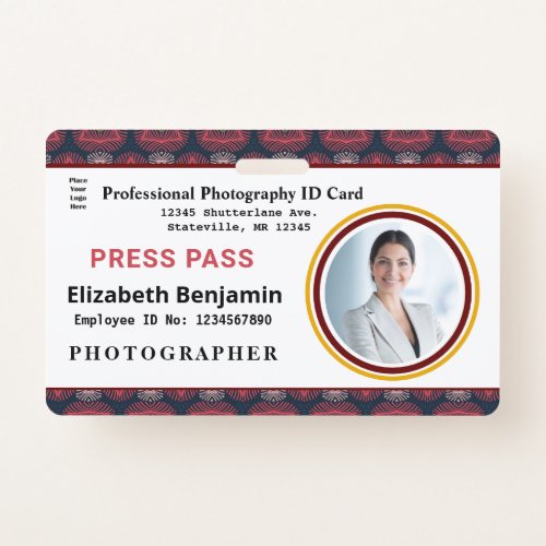 Employee Press Pass Photo Logo ID Card Name Custom Badge