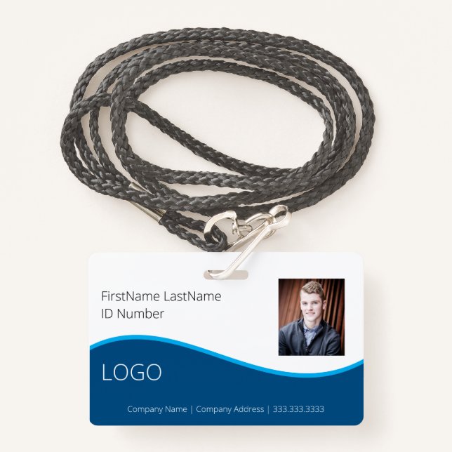 Employee Professional ID Badge with Barcode (Front with Lanyard)