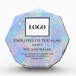 Employee Recognition Add Logo Opal Pattern Custom Acrylic Award<br><div class="desc">A customizable employee recognition award. You can change the wording to suit the type of award you are presenting. Add a logo or photo to the award. This design features a faux holographic opal background.</div>