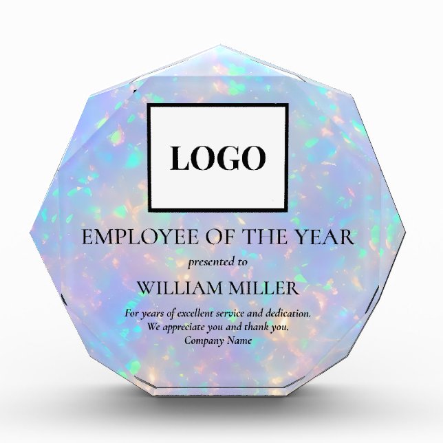 Employee Recognition Add Logo Opal Pattern Custom Acrylic Award (Front)