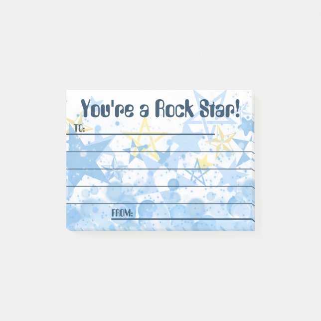 Employee recognition award rock star post-it notes (Front)