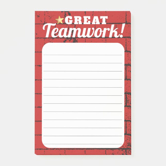 Employee recognition award star great teamwork post-it notes (Front)
