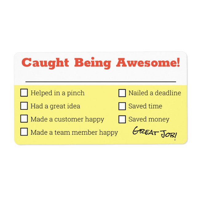 Employee recognition board awesome checklist award label (Front)