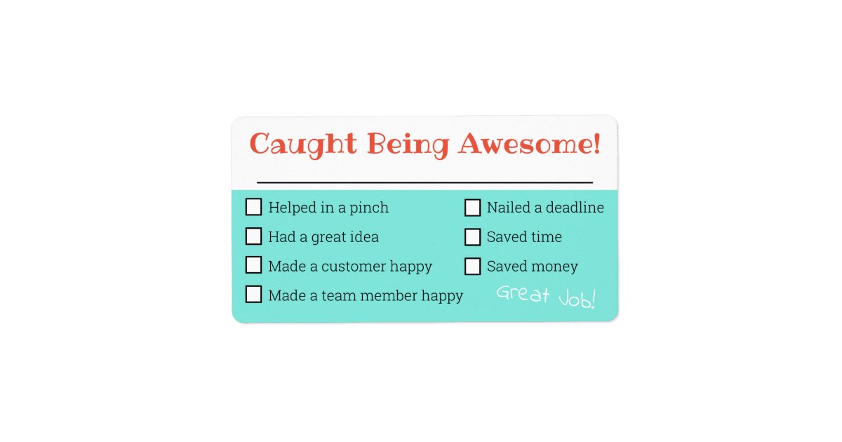 Employee recognition board awesome checklist award label | Zazzle.com