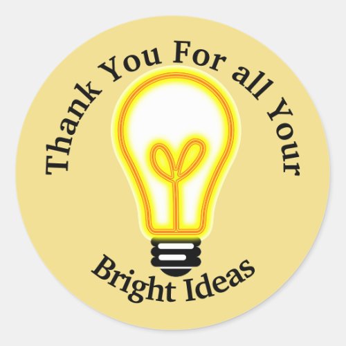 Employee Recognition Bright Ideas Light Bulb Classic Round Sticker