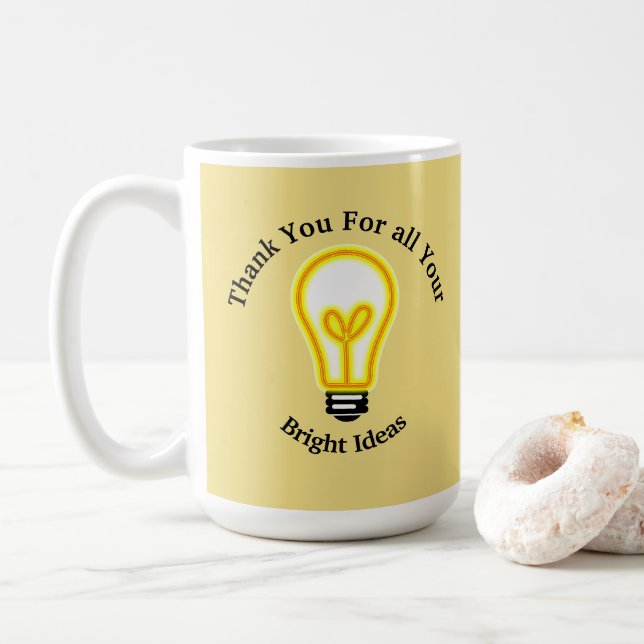 Employee Recognition Bright Light Bulb Thank You Coffee Mug (With Donut)