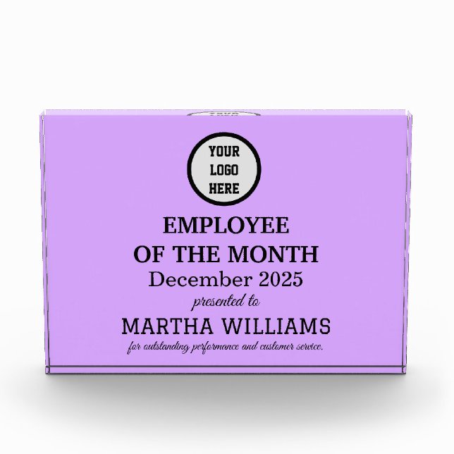Employee Recognition Company Logo Purple Acrylic Award (Front)