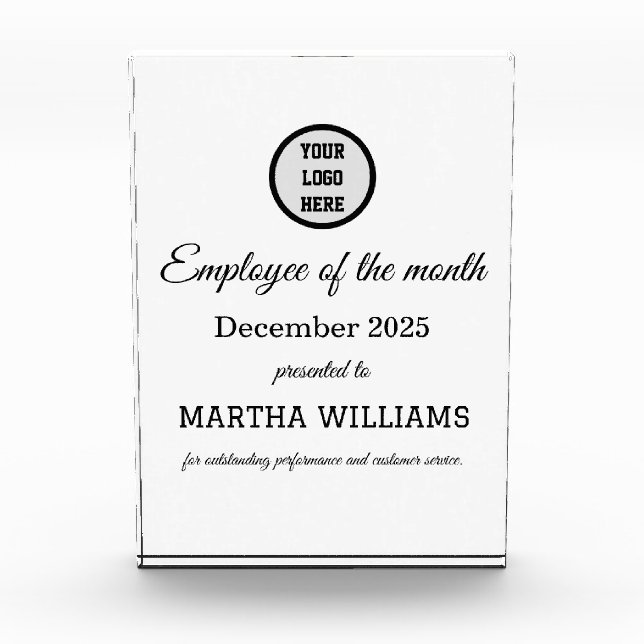 Employee Recognition Company Logo White Acrylic Award (Front)