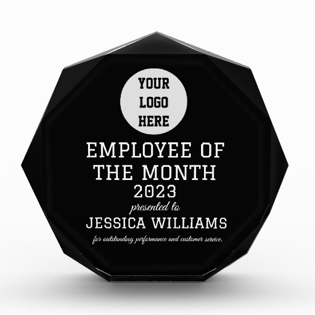 Employee Recognition Company Modern Logo Black Acrylic Award (Front)