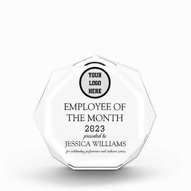 Employee Recognition Company Modern Logo Black Acrylic Award (Front)
