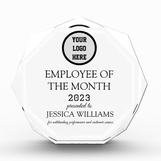 Employee Recognition Company Modern Logo Black Acrylic Award (Front)