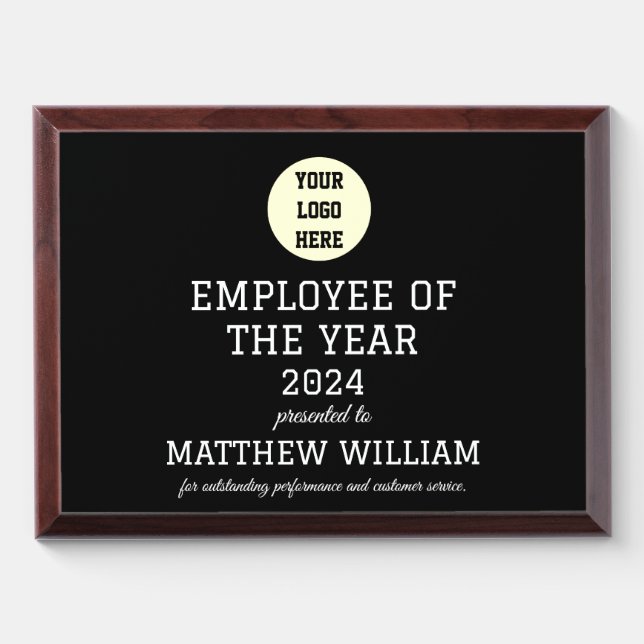 Employee Recognition Company Modern Logo Black Award Plaque (Horizontal)