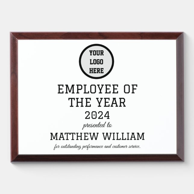 Employee Recognition Company Modern Logo Black Award Plaque (Horizontal)