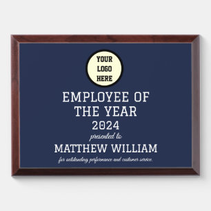 Employee Recognition Company Modern Logo Blue Award Plaque