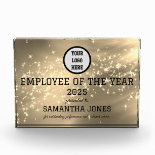 Employee Recognition Company Modern Logo Gold Acrylic Award