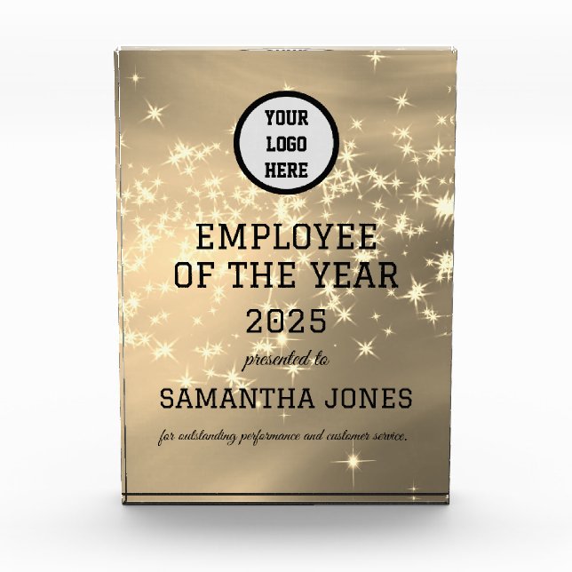 Employee Recognition Company Modern Logo Gold Acrylic Award (Front)